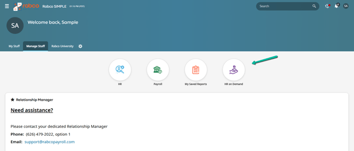2. Access HR on Demand in Rabco ESSENTIALS